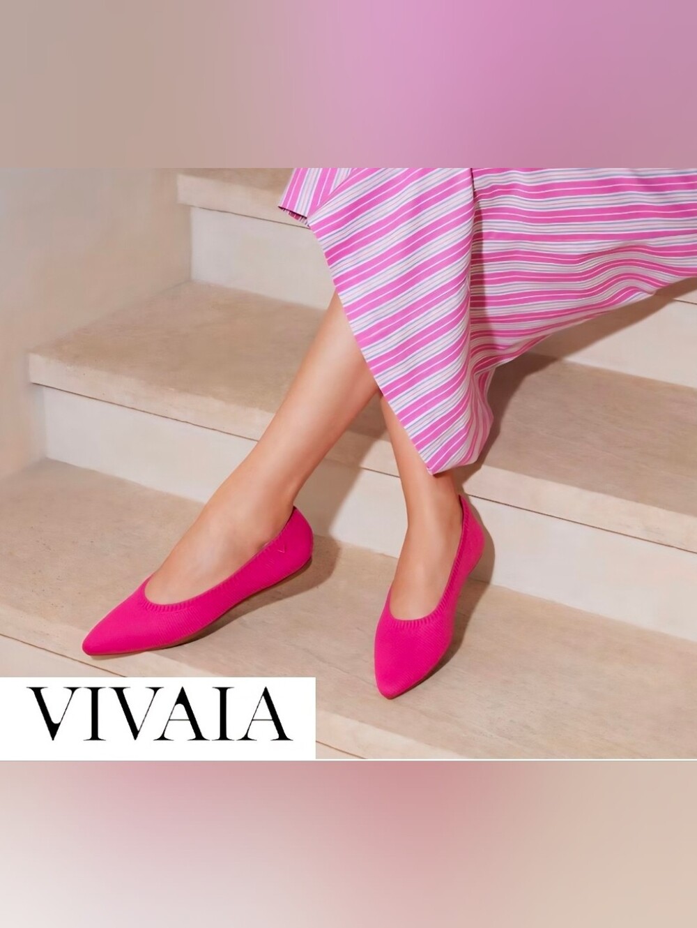 VIVAIA Women's Pink Pointed Knit Ballet Flats SIZE 8   (39)